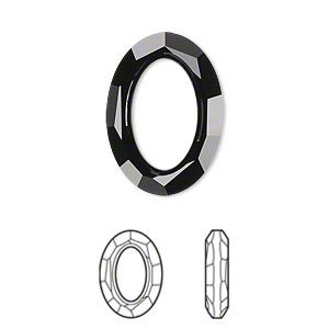Swarovski Faceted Oval Fancy Stone 4137 - 22x16mm - Jet