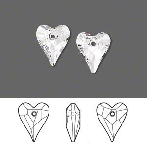 Swarovski Faceted Wild Heart Pendant 6240 - 17x14mm - Silver Shade