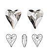 Swarovski Faceted Wild Heart Pendant 6240 - 17x14mm - Black Diamond