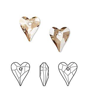 Swarovski Faceted Wild Heart Pendant 6240 - 12x10mm - Golden Shadow