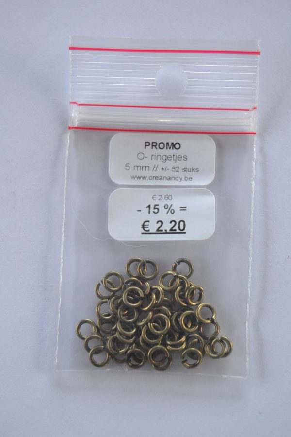 PROMO - Ringetjes Enkel 5mm - Old Gold - 52stuks