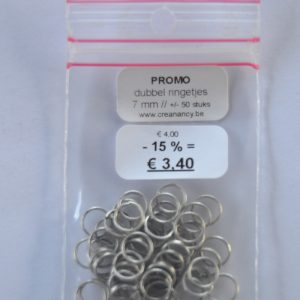 PROMO - Ringetjes Dubbel 7mm - Old Silver - 50 stuks