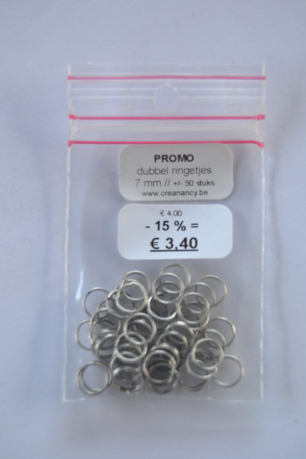 PROMO - Ringetjes Dubbel 7mm - Old Silver - 50 stuks