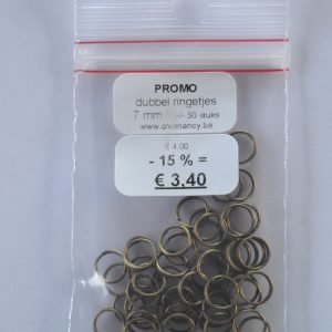 PROMO - Ringetjes Dubbel 7mm - Old Gold - 50 stuks