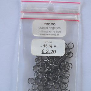 PROMO - Ringetjes Dubbel 5mm - Black - 75 stuks