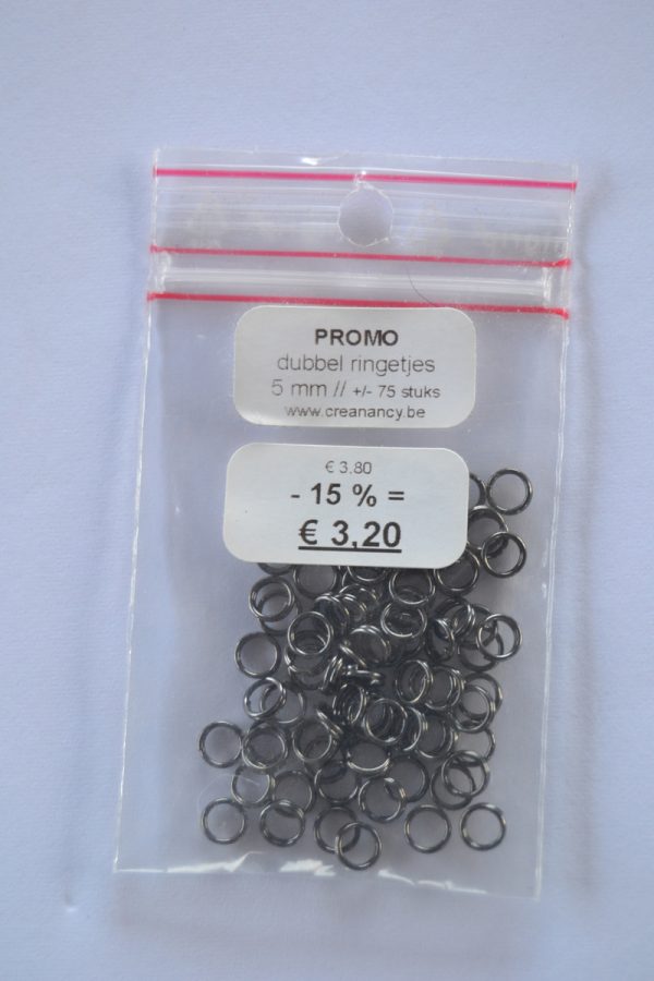 PROMO - Ringetjes Dubbel 5mm - Black - 75 stuks