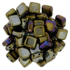 Tile beads 6 x 6mm - Iris Brown - 250-66-21415