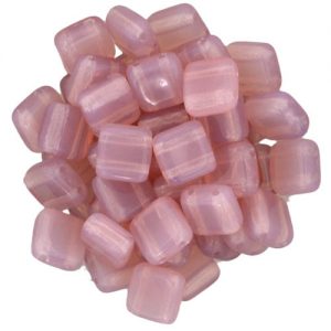 Tile beads 6 x 6mm - Milky Pink - 250-66-71010