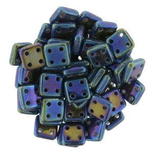 Quadra Tile beads 6 x 6mm - Iris Blue - 387-06-21435
