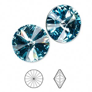 Rivoli 18mm - Aquamarine Foil Back