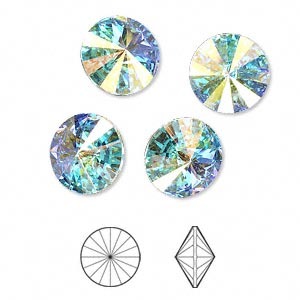 Rivoli 12mm - Crystal AB Foil Back