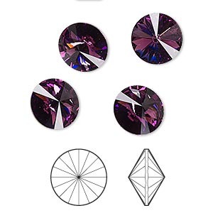 Rivoli 10mm - Amethyst Foil Back