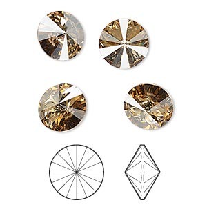 Rivoli 10mm - Golden Shadow Foil Back