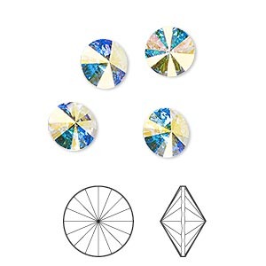 Rivoli 8mm - Crystal AB Foil Back