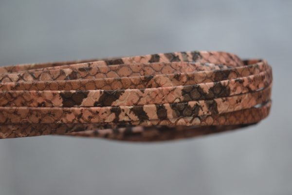 Plat leder 5mm - Python Old Rose - PROMOTIE