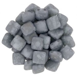 Tile beads 6 x 6mm - Mat Opaque Pale Turquoise Moon Dust - MMD6310