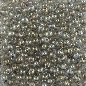 Drop Bead 3.4mm - Transparent Silver Grey Gold Luster - 1881