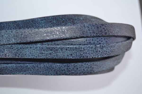 Plat leder 10mm -  Snake Blue - PROMOTIE