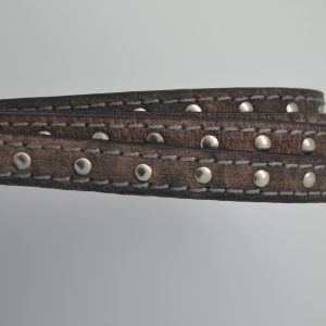 Plat leder 15mm Old Brown Spiked - PROMOTIE