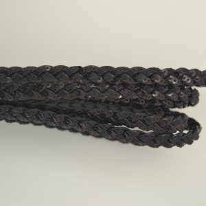 Plat leder 8mm Braid Paillet Black - PROMOTIE