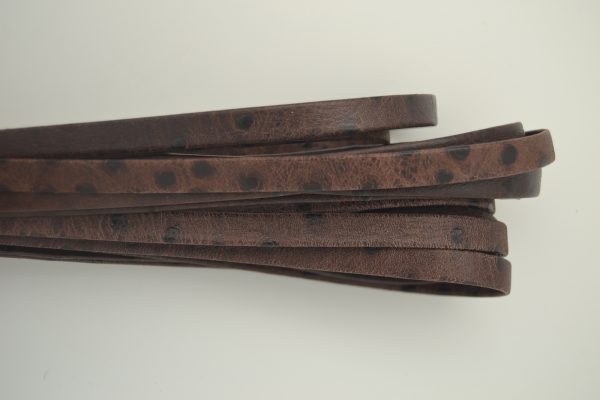 Plat leder 10mm - Östrich Style Dark Brown - PROMOTIE