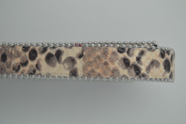Plat leder 20mm - Balls Steel - Python Taupe Rose - PROMOTIE