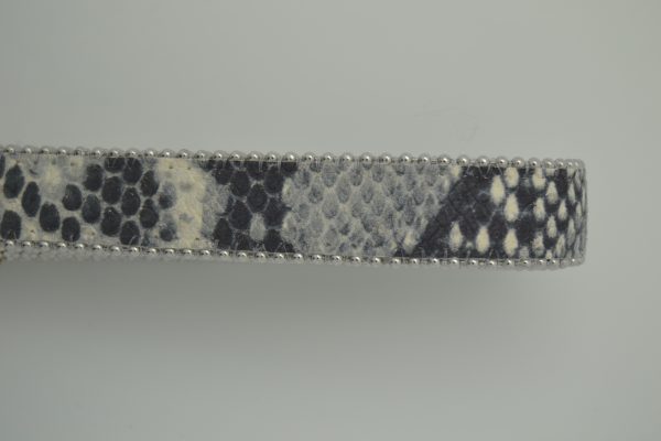 Plat leder 20mm - Balls Steel - Python Grey - PROMOTIE