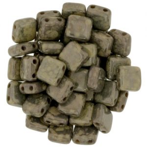 Tile beads 6 x 6mm - French Beige Moon Dust - 250-66-MD13070