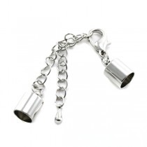 Eindkapje met slot en verlengketting 7mm - Rhodium - 1010155