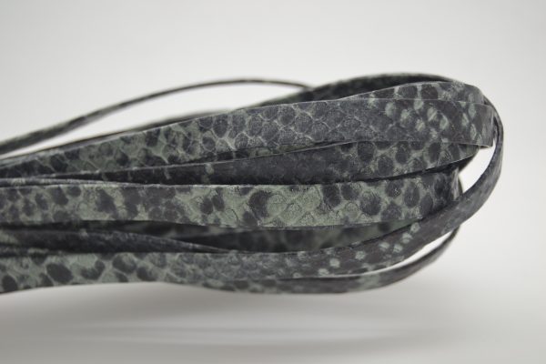 Plat leder 10mm - Python Green - PROMOTIE