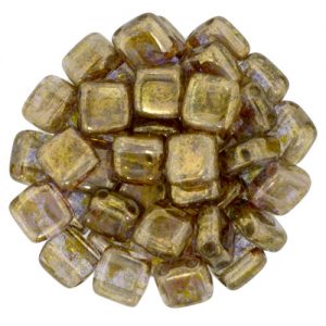 Tile beads 6 x 6mm - Luster Transparent Gold Smokey Topaz - 250-66-15695