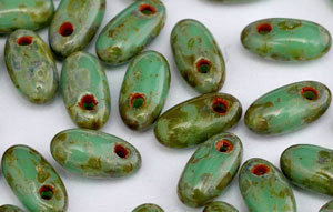 Rizo Bead 2.5 x 6mm Opaque Turquoise Picasso - 374-26-T6313