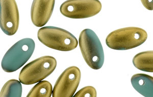 Rizo Bead 2.5 x 6mm Mat Opaque Turquoise Brass 1/2 - 374-26-MBA26441