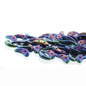 Crescent beads 3 x 10mm - Jet Iris Blue - 310-21435JT