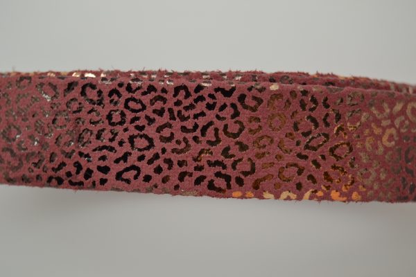 Plat leder 20mm - Leopard Metal Renforcé Bordeaux - PROMOTIE