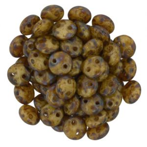 2hole Lentil-bead 6mm Beige Picasso 366-06-T13020