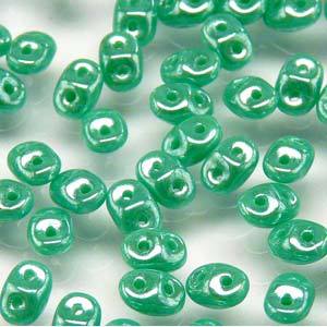 Super Duobead 2.5 x 5mm Turqouise Green White Luster 563130-14400