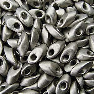 Long Magatama Bead 4 x 7mm Matte Metallic Silver 190F