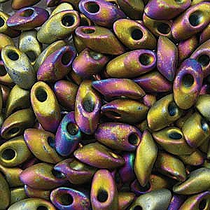 Long Magatama Bead 4 x 7mm Matte AB Nickel Plated 190FR