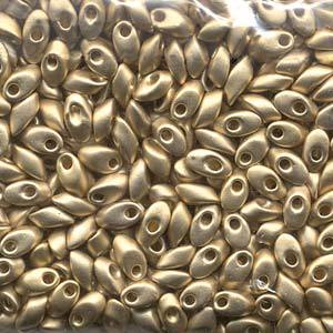 Long Magatama Bead 4 x 7mm Matte 24kt Gold Light Plated 193F