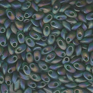 Long Magatama Bead 4 x 7mm Matte Transparant Green 146FR