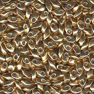 Long Magatama Bead 4 x 7mm Galvanized Gold 1052