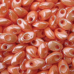 Long Magatama Bead Opal Salmon 429