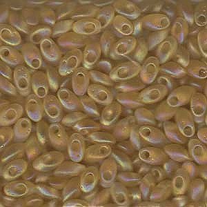 Long Magatama Bead 4 x 7mm Matte Transparant Light Topaz AB 132FR