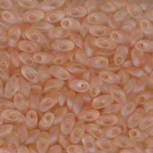 Long Magatama Bead 4 x 7mm Matte Transparant Light Peach 2102F
