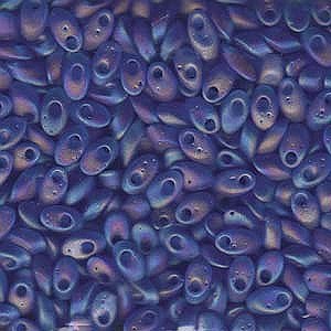 Long Magatama Bead 4 x 7mm Matte Transparant Sapphire AB 150FR