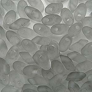 Long Magatama Bead 4 x 7mm Matte Transparant Light Grey 2106F