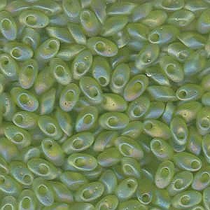 Long Magatama Bead 4 x 7mm Matte Transparant Chartreuse AB 143FR