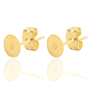Oorsteker Plaatje 7mm - Stainless Steel - Gold- 61389