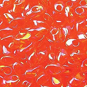 Long Magatama Bead 4 x 7mm Transparant Orange AB 253